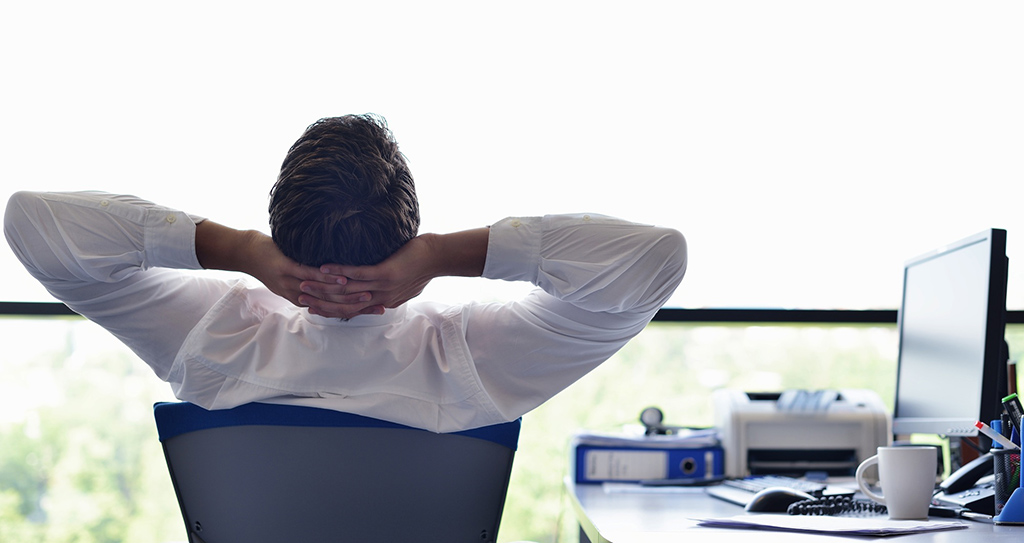 man relaxed at work